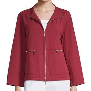 Lafayette 148 New York Kellen Zipper Jacket Lingonberry Red, size S